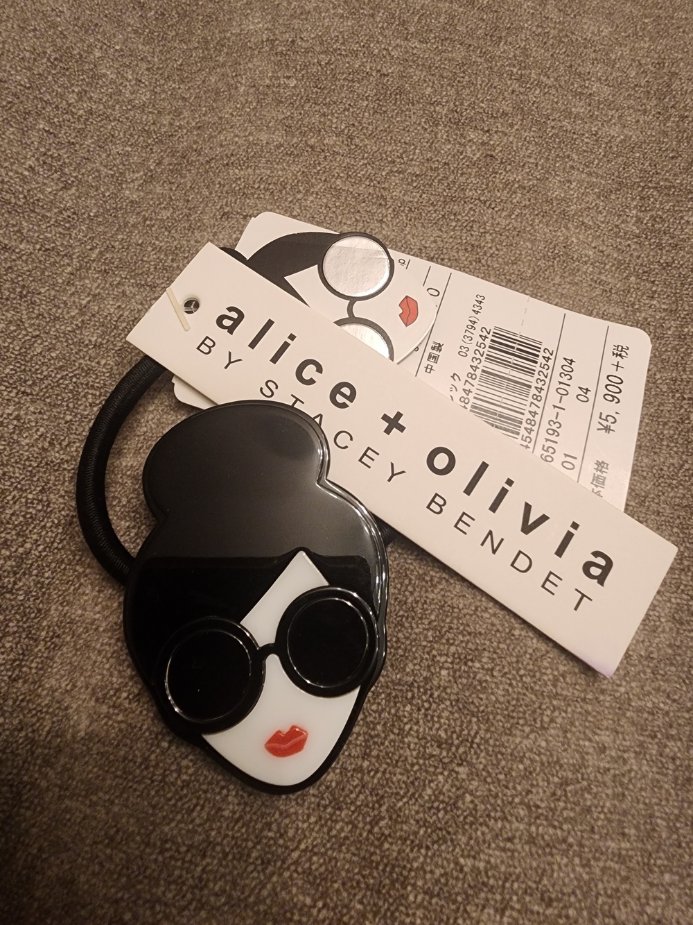 Alice + Olivia by Stacey Bendet Black & White Face Hair Tie